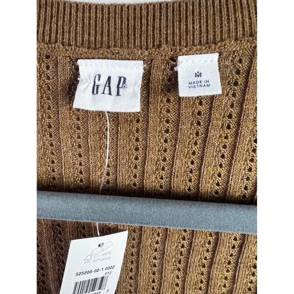 Gap Brown Rib Knit Long Sleeved Sweater Size Medium Stretch Scoop Neck NEW - Picture 4 of 9